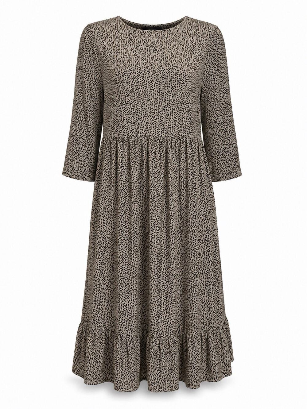 LOFT Maxi Dress Women's Olive Green & Black Print Ruffle Hem Size Small M